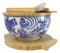 White Blue Koi Fish 28Oz Donburi Ramen Bowl With Lid Trivet Spoon Chopsticks Set