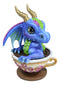 Whimsical Cup Of Tea Blue Baby Dragon With Green Spikes In Teacup Figurine