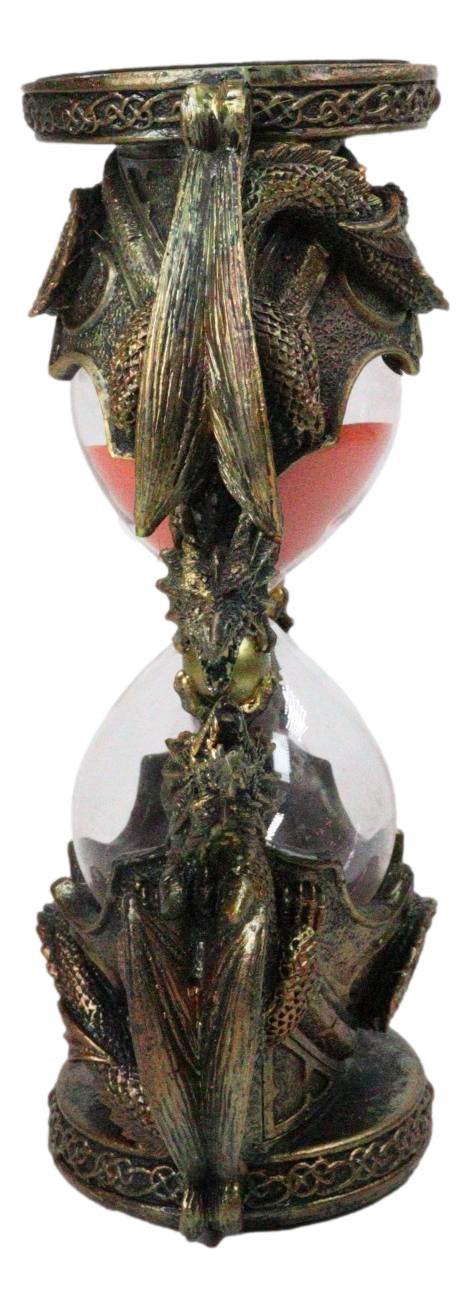 Ebros Gift Hour of the Dragon 4 Crypt Dragons Sand Timer Red Sand, Faux Bronze