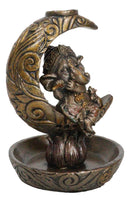 Hindu God Baby Ganesha Playing Flute On Crescent Moon Backflow Incense Burner