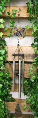 Blue Monarch Butterfly Colorful Art Glass Hanging Wind Chime With Metal Rods