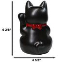 Japanese Lucky Charm Black Beckoning Cat Maneki Neko Ceramic Money Bank 6"H