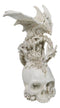 Ossuary Macabre Skeleton Bone Dragon Perching On Gothic White Skull Figurine