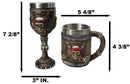 Nautical Rustic Barrel Pirate Skull Wine Goblet & Beer Tankard Mug Set of 2
