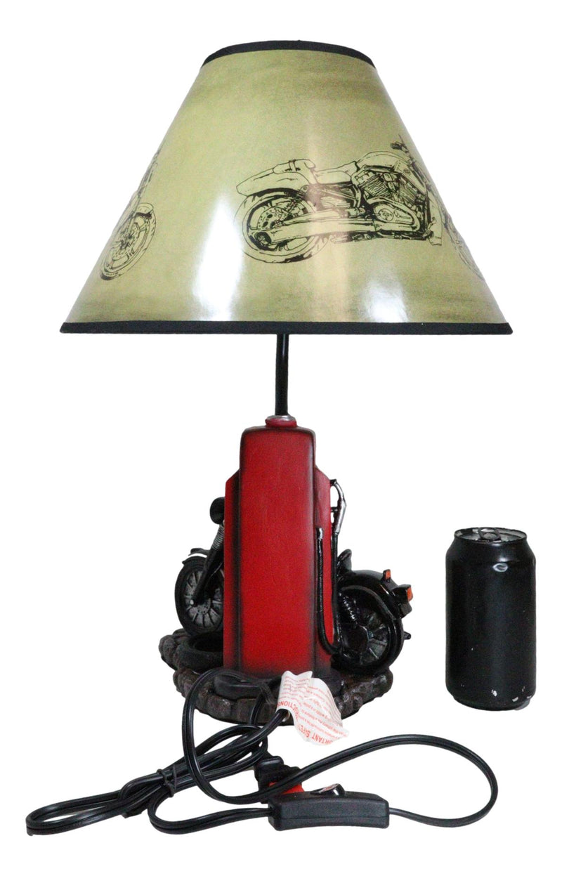Ebros Old Fashioned Gas Pump Retro Bike Motorcycle Desktop Table Lamp W/ Shade