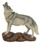 Forest Woodlands Mystical Alpha Gray Wolf Howling to The Moon Figurine 6" L