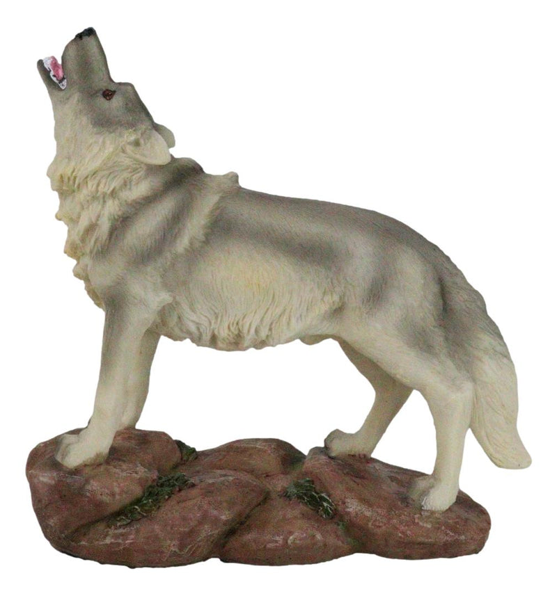 Forest Woodlands Mystical Alpha Gray Wolf Howling to The Moon Figurine 6" L