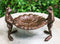 Cast Iron 2 Toad Frogs With Waterlily Lily Pad Bird Feeder Bath Garden Figurine