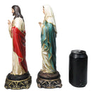 Catholic Sacred Heart of Mary and Jesus Christ Statue Set of 2 With Name Base