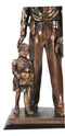 Heroic Men In Blue Police Officer Holding Girl Daughter Hand Bronzed Statue