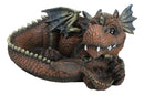 Snuggling Cozy Red Fire Dragon At Rest Planter Pot Garden Decor Figurine 11.25"L