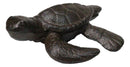 Pack Of 4 Rustic Cast Iron Swimming Sea Turtle Tortoise Hatchling 4"L Figurines