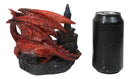 Medieval Red Dragon On Castle Tower Decorative Ashtray Or Key Coin Dish Figurine