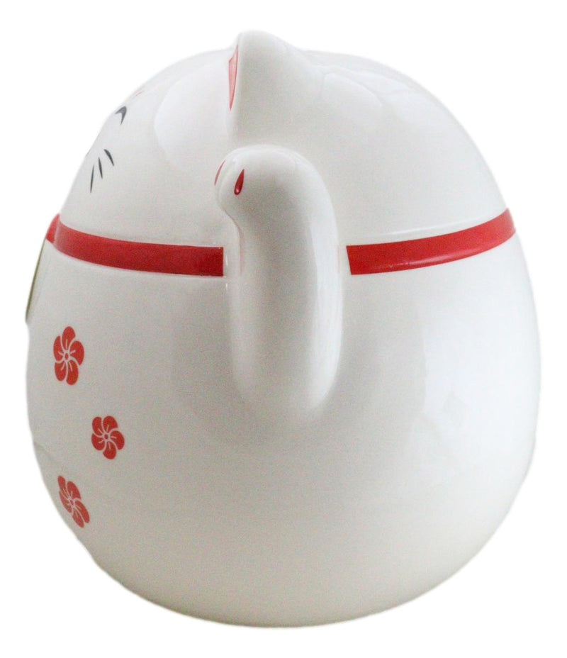 Japanese Lucky Charm Beckoning Cat Fat Maneki Neko Money Coin Bank Figurine