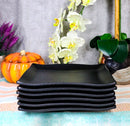 Pack Of 6 Black Silk Melamine Rectangular Wavy Sushi Dinner Buffet Plates 8.25”L
