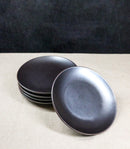 Set Of 5 Black Tetsu Kesho Round Appetizer Dessert Salad Ceramic Plates 6"D