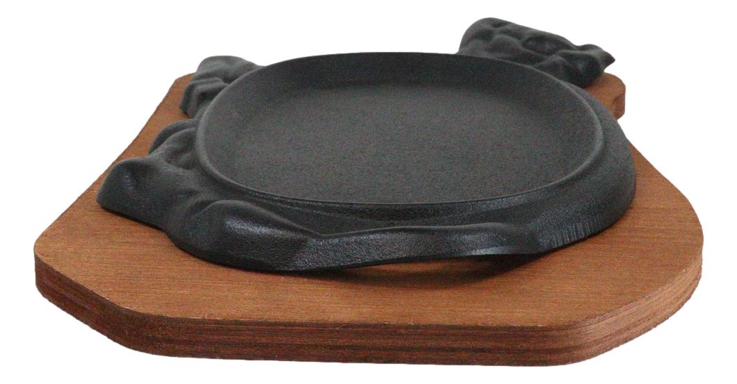 Personal Size Cow Shaped Cast Iron Unseasoned Sizzling Fajita Pan Skillet Set - Ebros Gift