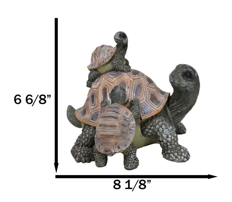 Nautical Marine Turtle Tortoise Mother Piggybacking Hatchlings Family Figurine