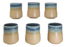 Pack Of 6 Porcelain Ao Nagashi Blue River Reactive Glaze Yunomi Tea Cups 9oz