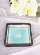 Set Of 6 Midori Kannyu Crackle Green Ceramic Square Condiment Sauce Dishes 2oz