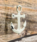 Set Of 6 Distressed White Marine Sailor Ship Anchor Cabinet Door Pull Knobs