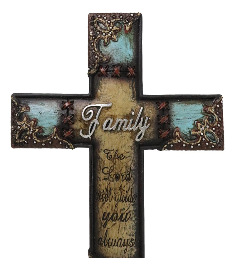 Turquoise Rustic Tuscany Family The Lord Will Guide You Always Desktop Cross