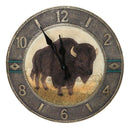 Frontier Land Legacy Southwestern Bison Wall Clock American Buffalo Sculpture
