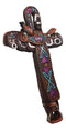 Country Western Rustic Horse Saddle Faux Tooled Leather Decorative Wall Cross
