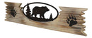 Rustic Western Black Bear By Pine Trees Metal Cutout Wooden Plank Wall Decor
