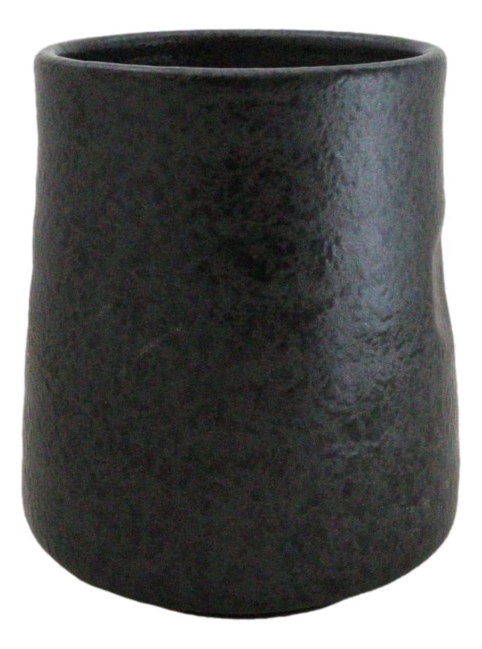 Pack Of 6 Charcoal Grey Tone Hakumu Reactive Glaze Ceramic Yunomi Tea Cups 9oz