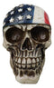 Patriotic US American Flag Star Spangled Banner Biker Skull Figurine 5.75"L