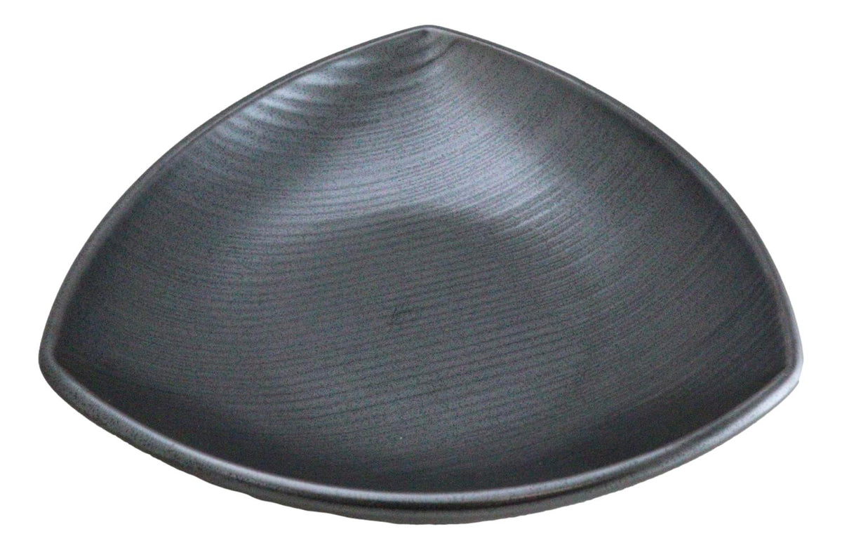 Set Of 5 Black Tetsu Kesho Ceramic Appetizer Salad Triangular Deep Plates