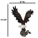 Large Bald Eagle Figurine with Outstretched Wings Taking Flight from Tree Branch