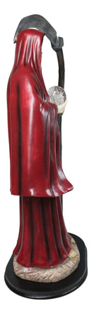 Large 2 Feet Tall Holy Death Santa Muerte Holding Scythe In Red Robe Statue