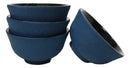 Navy Blue Textured Japanese Tetsubin Style Cast Iron Mini Tea Cups Set of 4