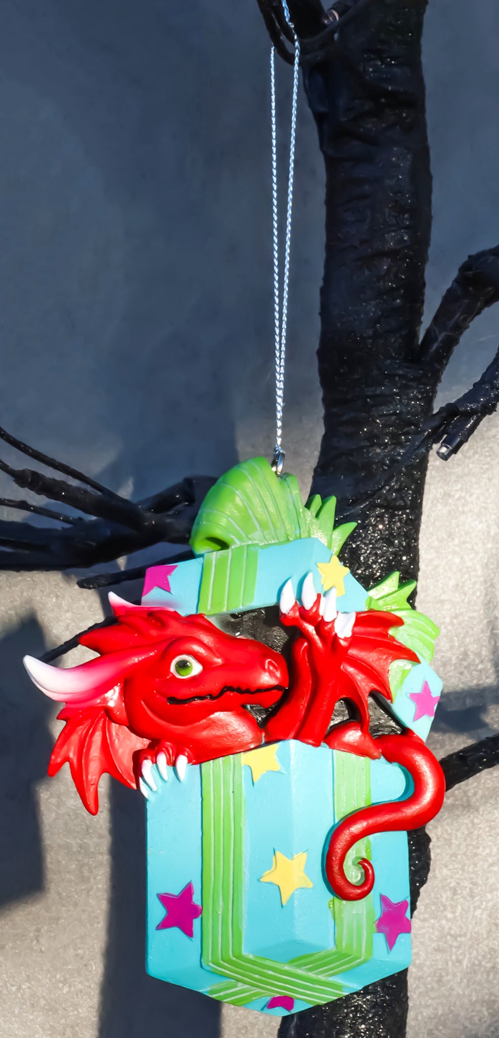 Ruth Thompson Red Dragon In Wrapped Gift Box Christmas Tree Hanging Ornament