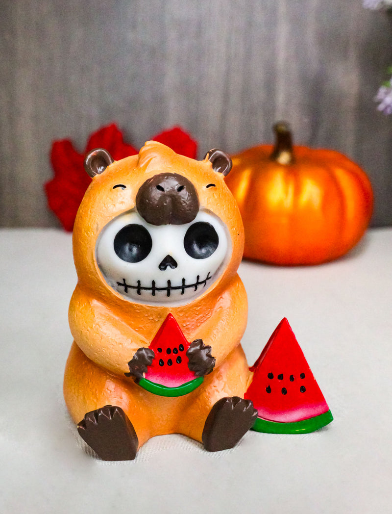Furrybones Adorable Capybara With Watermelon Skeleton Figurine Furry Bones