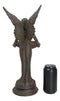 Rustic Cast Iron Gabriel Angel Holding Shell Garden Bird Feeder Bath 15.5"H