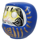 Blue Talisman of Wisdom Luck Japanese Zen Daruma Figurine With Unpainted Eyes