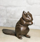 Rustic Cast Iron Standing Chipmunk Squirrel with Long Tail Door Stopper Wedge