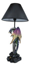 Golden Green Dragon Holding Excalibur Sword With Crystal At Graveyard Table Lamp