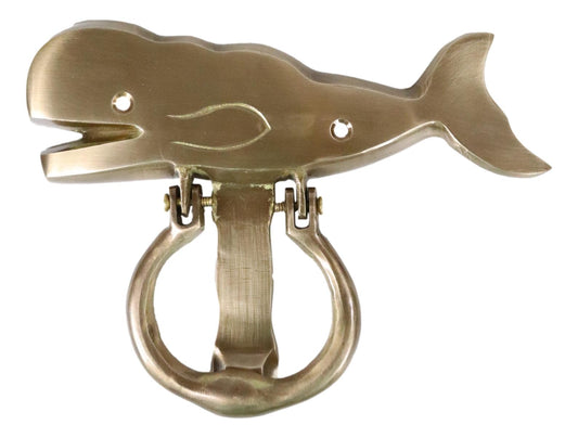 Nautical Marine Brass Metal Golden Sperm Whale Fish Door Knocker Sculpture