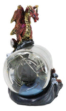 Red Gold Dragon On Ocean Waves Rock With Ship Trapped in LED Bottle Figurine