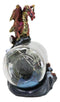 Red Gold Dragon On Ocean Waves Rock With Ship Trapped in LED Bottle Figurine
