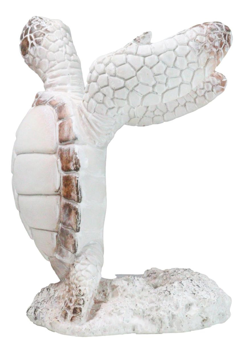 Nautical Marine Distressed Antique White Sea Turtle Wine Bottle Holder Figurine