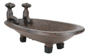 Cast Iron Rustic Bronze Bathtub With 2 Spouts Miniature Jewelry Dish Tray 6"L