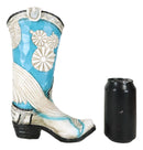 Rustic Western Blue Turquoise White Breasted Rooster Cowboy Boot Vase Figurine