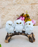 Woodland Wisdom See Hear Speak No Evil Wise Snowy Owls Figurine On Tree Branch