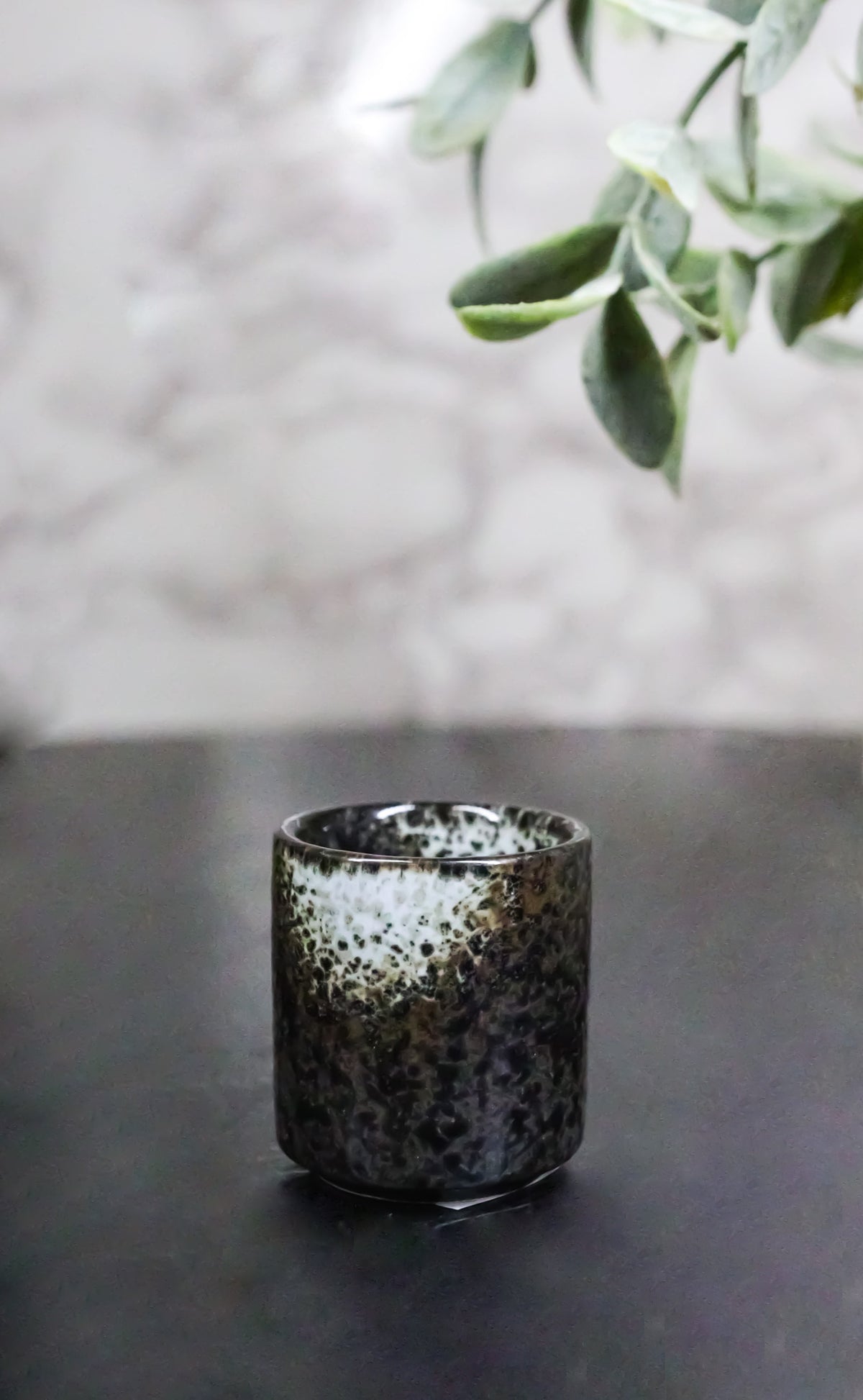Hakumu Black Ochoko Ceramic Sake Cups 1.5 Oz, Set of 6, Japanese Style Drinkware