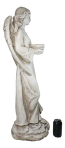 Large Standing Angel of Providence With Basket Bird Bath Feeder Statue 37"H